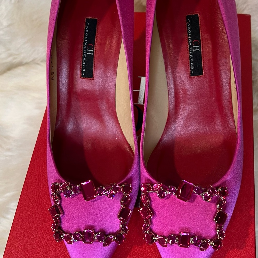 Carolina Herrera Fuchsia Embellished Heels